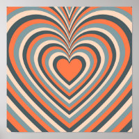 Orange Grey Hypnotique Motif d'amour du coeur
