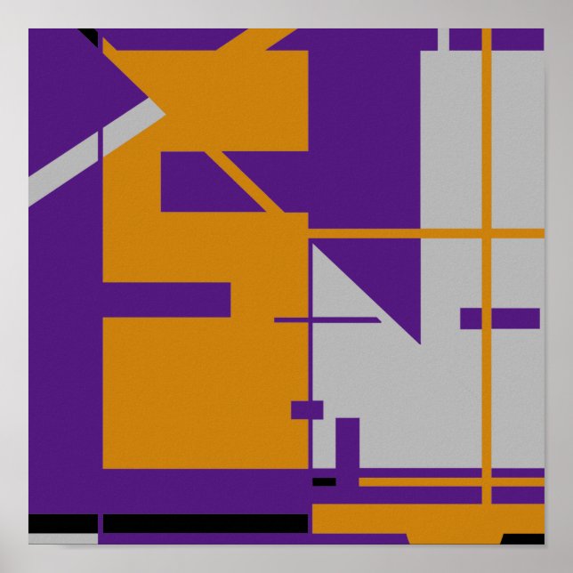 Affiche Orange Grey sur violet Geometry Abstract Design (Devant)