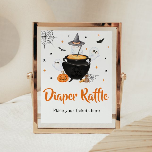 Affiche Orange Halloween Baby brasse du pain Raffle (Baby is Brewing Baby Shower Diaper Raffle Sign)