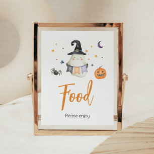Affiche Orange Halloween Ghost Little Boo Baby shower