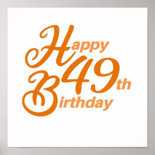 Affiche Orange Happy 49e Anniversaire texte cursif
