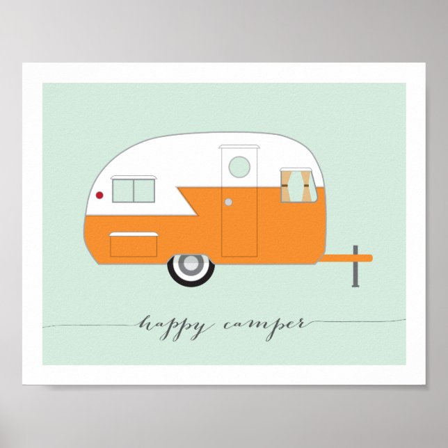 Affiche Orange Happy Camper tirage d'art 8 x 10 (Devant)