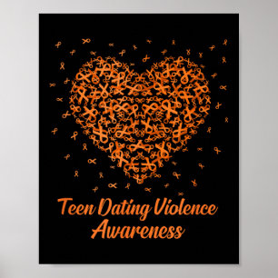 Affiche Orange Heart Ribbon Ado Dating Violence Awareness