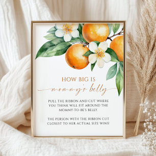 Affiche Orange How Big is Mommy's Belly Baby shower Game