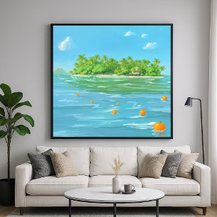Affiche Orange Island - Paysage marin de style peint