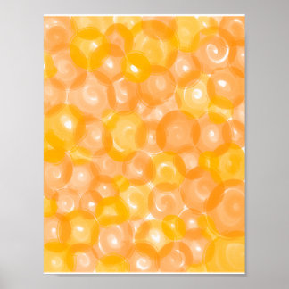Affiche Orange Jaune Brillant Motif Bulle Abstrait