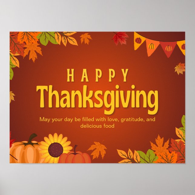 Affiche Orange Jaune Floral Thanksgiving (Devant)