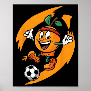 Affiche Orange Jouant au Football