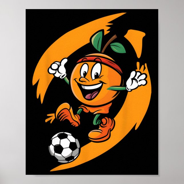 Affiche Orange Jouant au Football  (Devant)