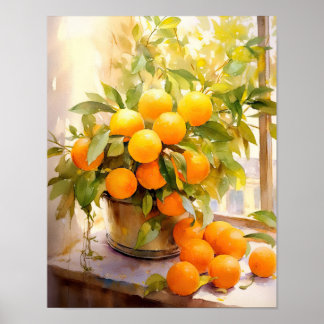Affiche Orange joyeux en pot