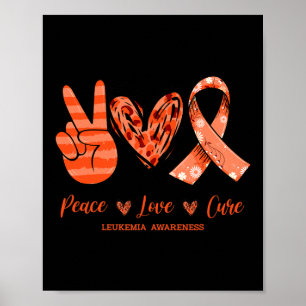 Affiche Orange Leopard Peace Love Cure Leukemia Sensibilis