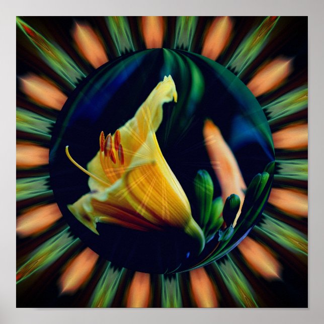 Affiche Orange Lily Floral Art Abstrait (Devant)