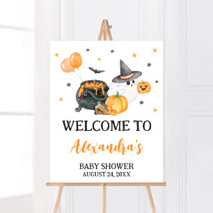 Affiche Orange Little Boo Ghost Baby shower Bienvenue