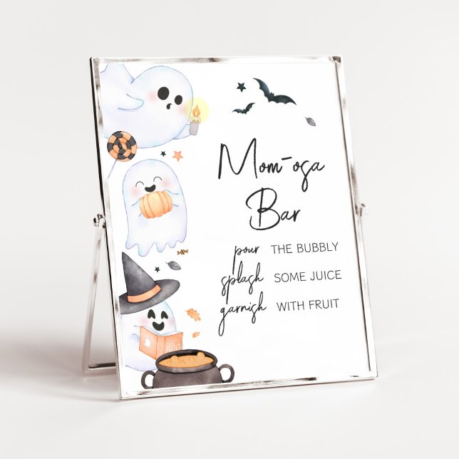 Affiche Orange Little Boo Halloween Maman Osa Bar (Orange Little Boo Baby Shower Mom Osa Bar Sign)