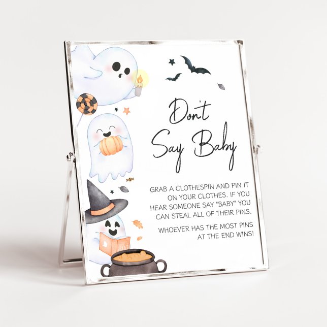 Affiche Orange Little Boo Halloween Ne pas dire bébé (Orange Little Boo Baby Shower Don't Say Baby Sign)
