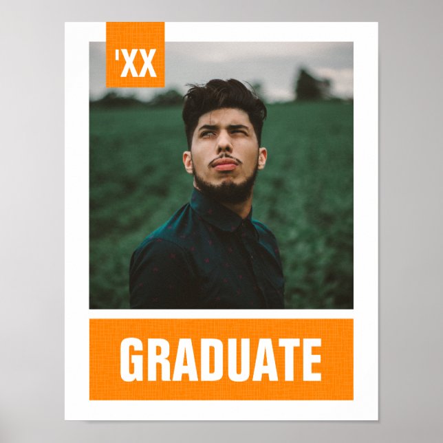 Affiche Orange Modern Textured Photo Graduation (Devant)