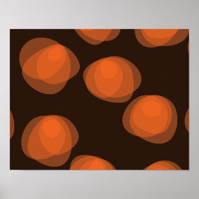 Affiche Orange, moderne, cool, fleurs abstraites tendance (Devant)