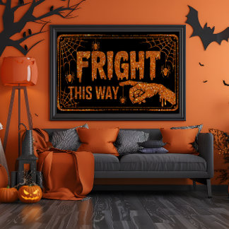 Affiche Orange Parties scintillant Fright This Way Spider
