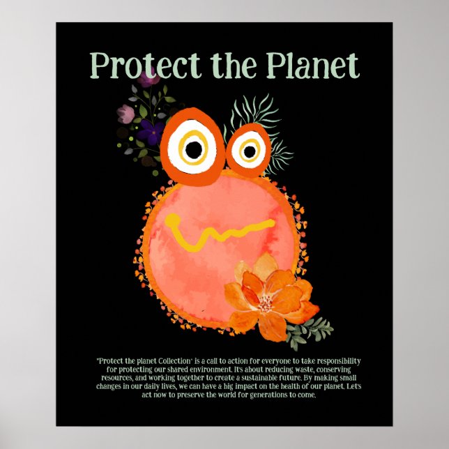 Affiche Orange PROTÉGER LA PLANÈTE, SAUVER TERRE MÊME Art (Devant)