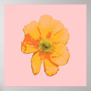 Affiche Orange Retro / Fleur PopArt