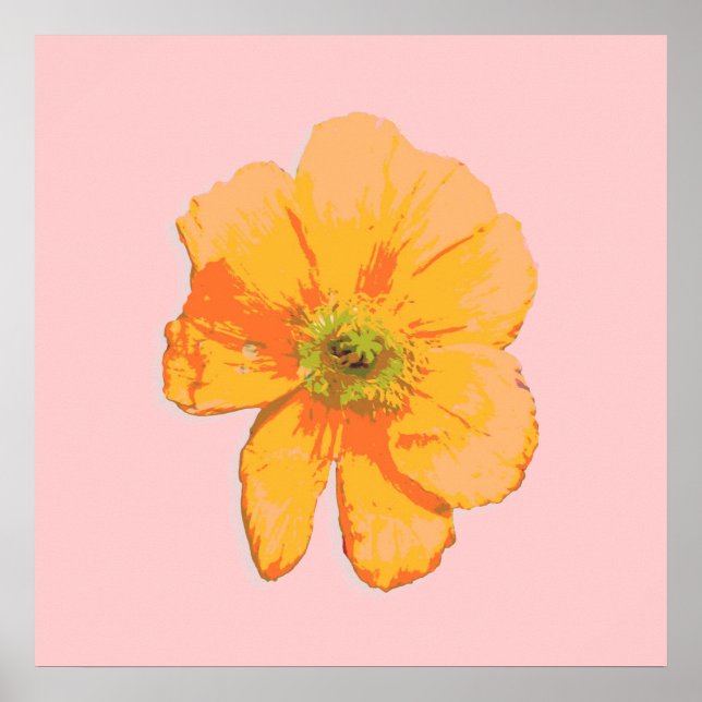 Affiche Orange Retro / Fleur PopArt (Devant)