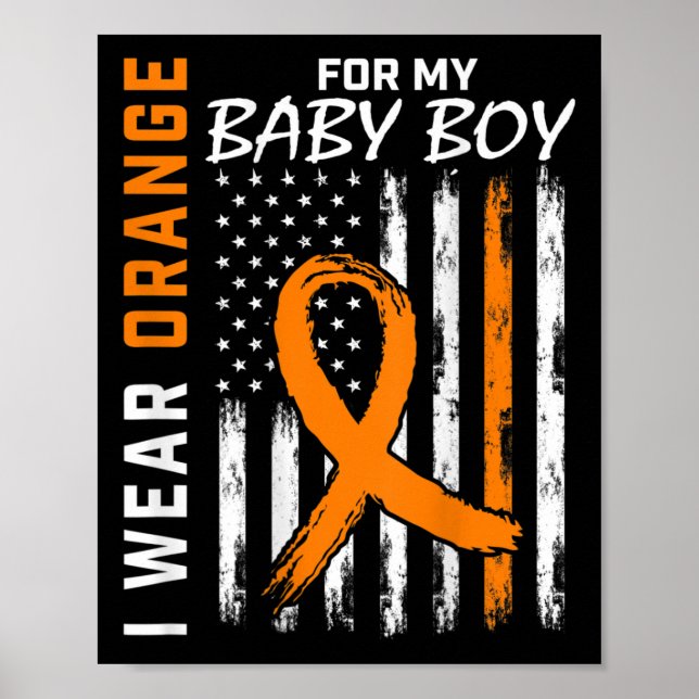 Affiche Orange Ribbon bébé garçon LEUKEMIA SUPPORT LEUKEMI (Devant)