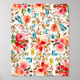 Affiche Orange rouge coloré rose fleuri été