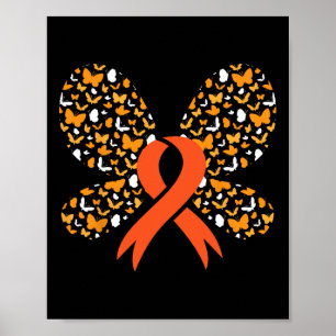 Affiche Orange Ruban Papillon Leucémie Sensibilisation Sur