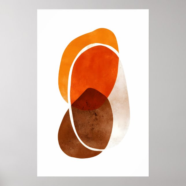 Affiche Orange Shapes Art Print Layered Rounded Forms (Devant)