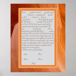 Affiche Orange Silk Ketubah Texte de la réforme canadienne
