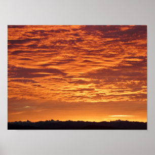Affiche Orange Sky over Mountain Range