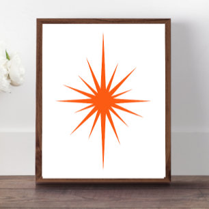 Affiche Orange Starburst Atomique Mi-Siècle Décor moderne