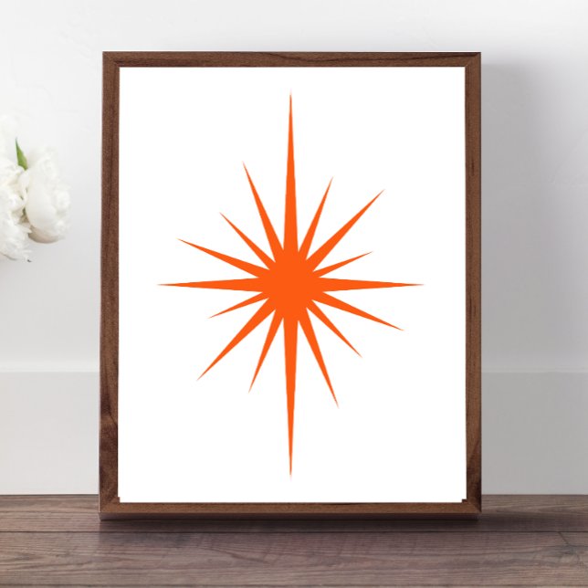 Affiche Orange Starburst Atomique Mi-Siècle Décor moderne (Créateur téléchargé)