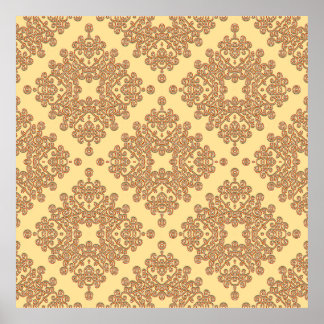 Affiche orange sur motif arabesque crème