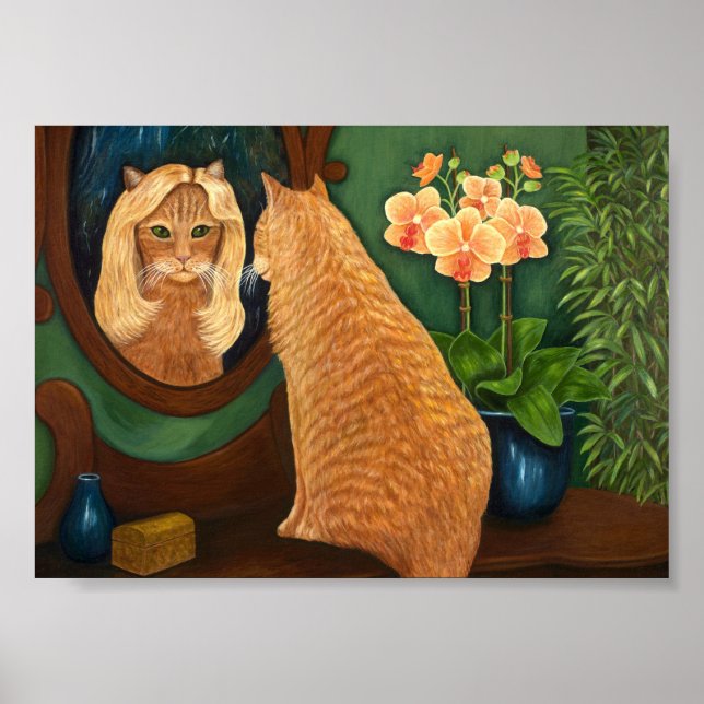 Affiche Orange Tabby Cat and Mirror (Devant)