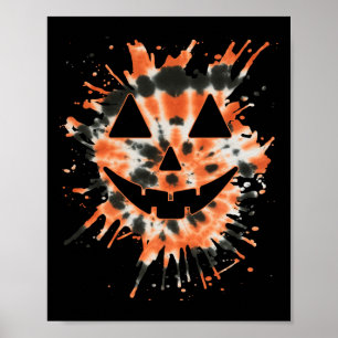 Affiche Orange Tie Dye Jack-o'-lantern Face - Hippie Hallo