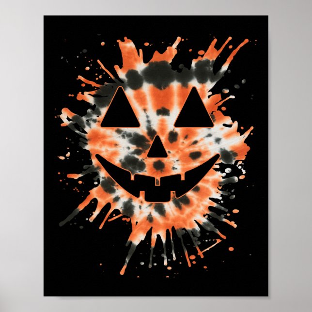 Affiche Orange Tie Dye Jack-o'-lantern Face - Hippie Hallo (Devant)