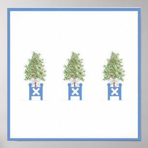 Affiche Orange Topiary Blue Planter Box art imprimé