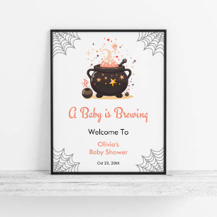 Affiche Orange Un bébé brasse Baby shower Bienvenue