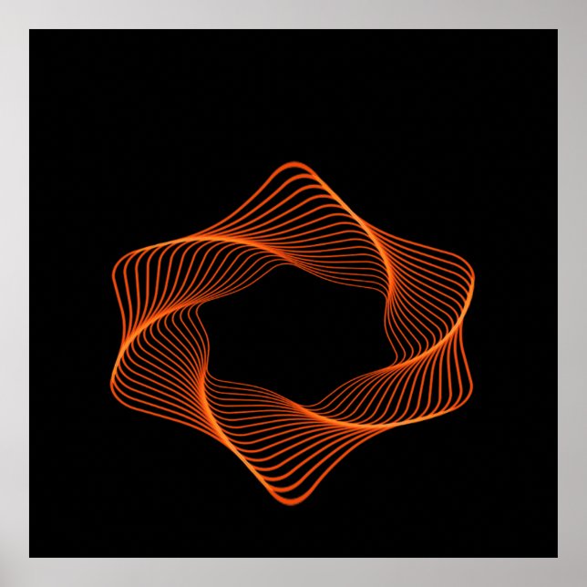 Affiche Orange Wire Frame Torus Object (Devant)