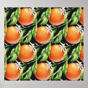 Affiche Oranges aquarelles : Motif sans arôme