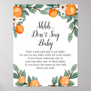 Affiche Oranges Baby shower jumeau ne pas dire bébé signe