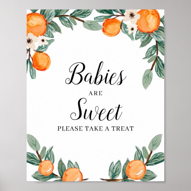 Affiche Oranges Baby showers jumeaux Bébés sont Sweet Sign (Devant)