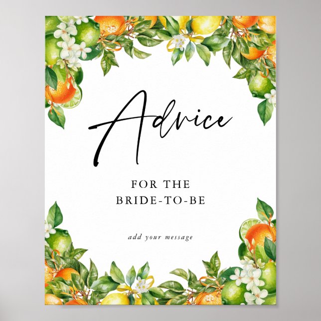 Affiche Oranges Citron Citrus douche nuptiale Conseils (Devant)