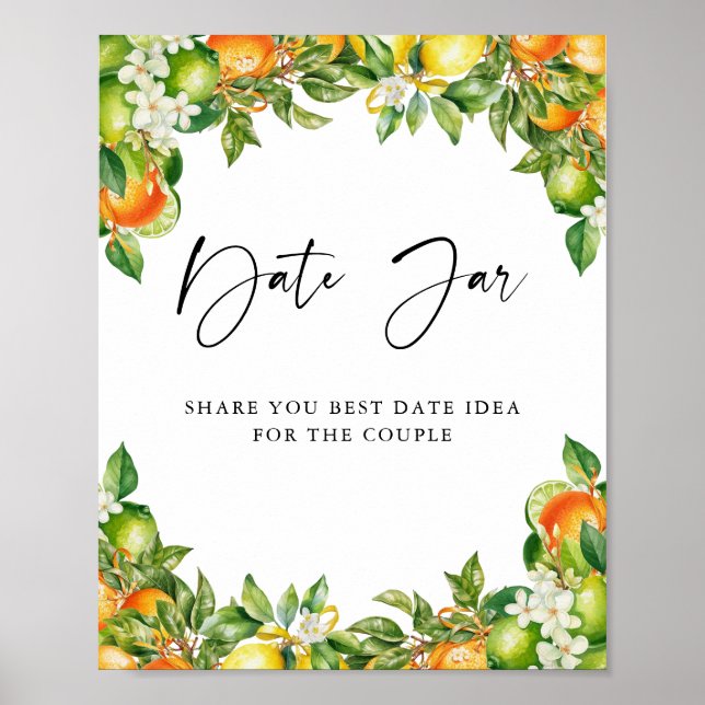 Affiche Oranges Citron Citrus douche nuptiale Date Jar Gam (Devant)