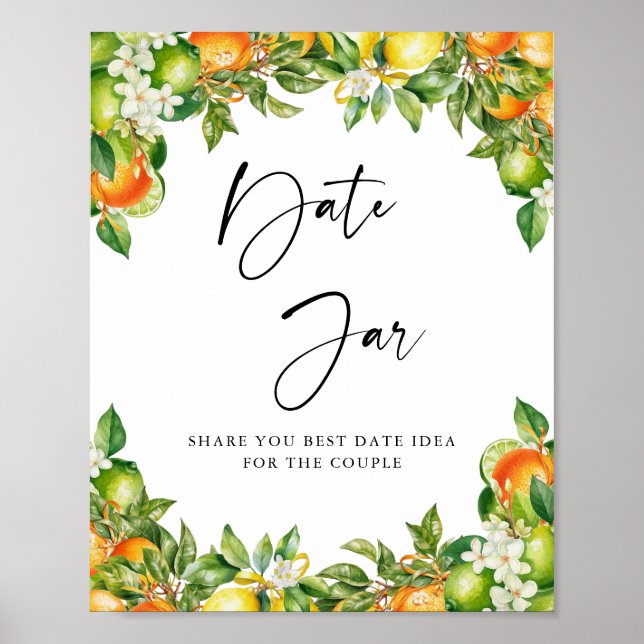 Affiche Oranges Citron Citrus douche nuptiale Date Jar Gam (Devant)