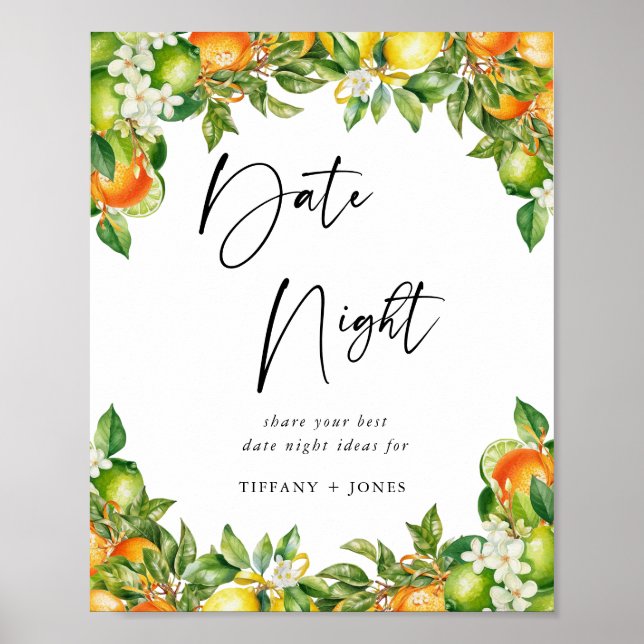 Affiche Oranges Citron Citrus douche nuptiale Date Jar Gam (Devant)