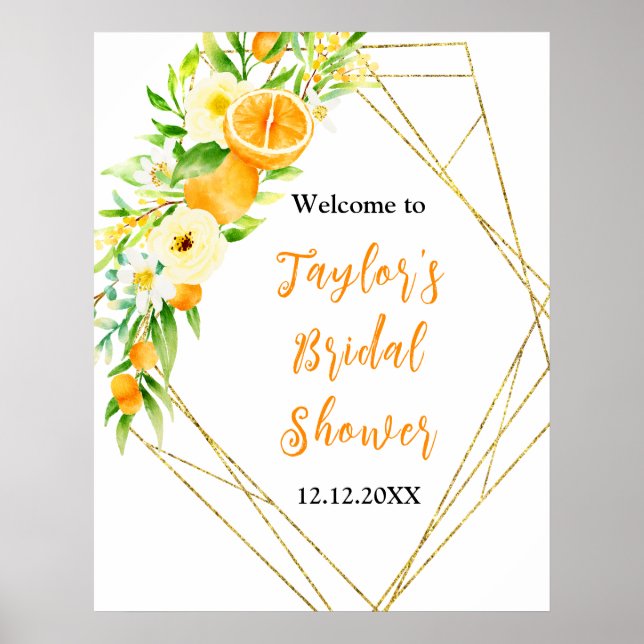 Affiche Oranges Citrus Bridal Shower Welcome Sign (Devant)