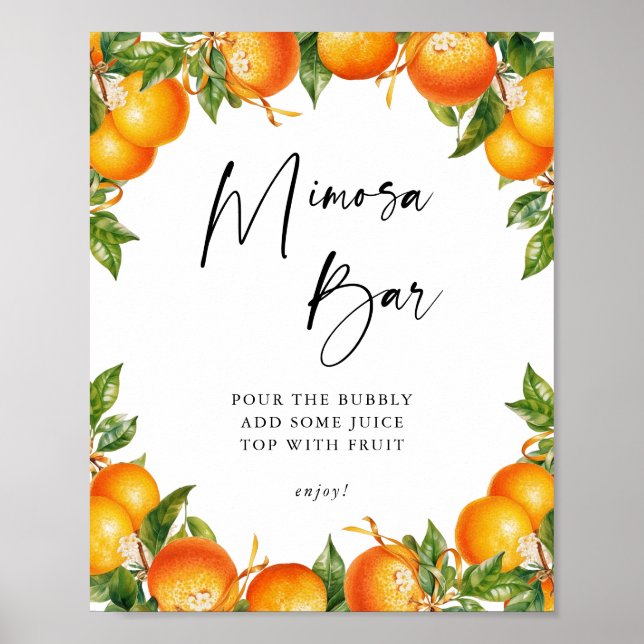 Affiche Oranges Citrus douche nuptiale Mimosa Bar Signal (Devant)