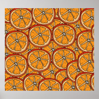 Affiche Oranges dessinées à la main : sans couture